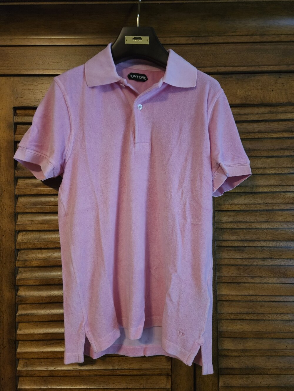 Tom Ford Light Pink Short-Sleeve Towelling Polo Size 48IT Or Medium